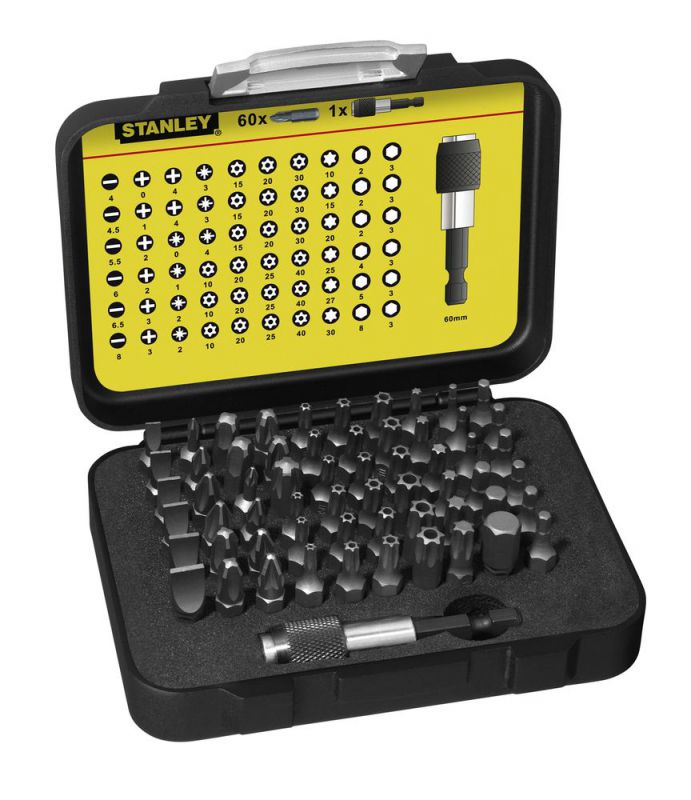 Jeu d'embouts Stanley 61 pièces. Porte-embout - 1-13-902