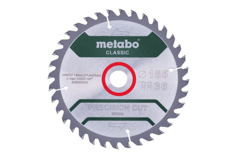 METABO Sägeblatt "precision cut wood - classic", 165x2,2/1,4x20 Z36 WZ 15° /B (628662000) 