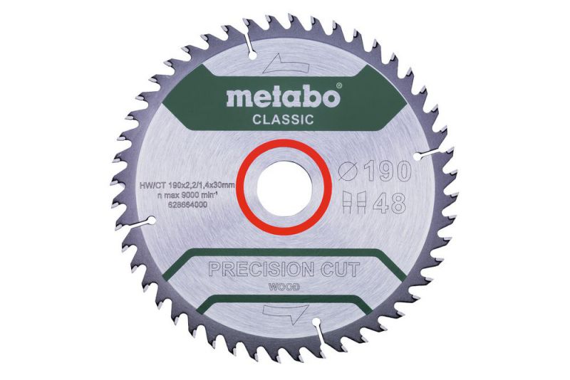 METABO Sägeblatt "precision cut wood - classic", 190x2,2/1,4x30 Z48 WZ 15° /B (628664000) 