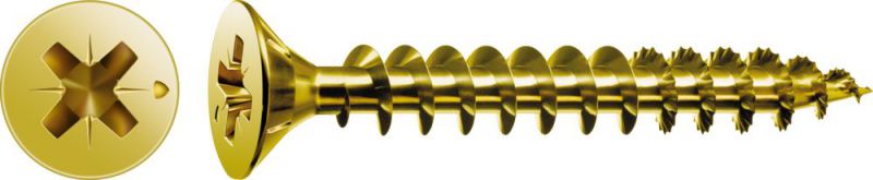 SPAX Universalschraube, 3 x 40 mm, 1000 Stück, Vollgewinde, Senkkopf, Kreuzschlitz Z1, S-Spitze, YELLOX - 1081020300405