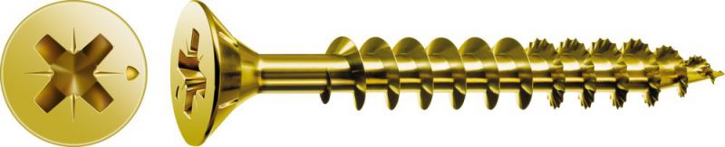 SPAX Universalschraube, 3 x 45 mm, 1000 Stück, Vollgewinde, Senkkopf, Kreuzschlitz Z1, S-Spitze, YELLOX - 1081020300455