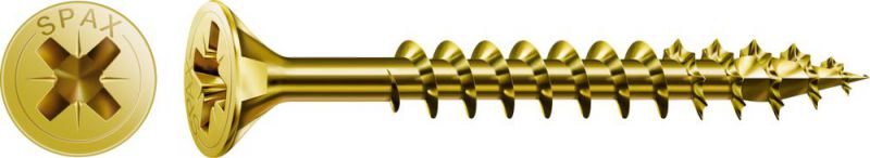 SPAX Universalschraube, 3,5 x 50 mm, 500 Stück, Vollgewinde, Senkkopf, Kreuzschlitz Z2, 4CUT, YELLOX - 1081020350505