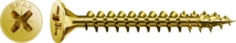 SPAX Universalschraube, 4 x 12 mm, 1000 Stück, Vollgewinde, Senkkopf, Kreuzschlitz Z2, 4CUT, YELLOX - 1081020400125