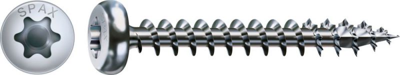 SPAX Universalschraube 5 x 35 mm, 10 Stück, Vollgewinde, Halbrundkopf, T-STAR plus T20, 4CUT, WIROX - 4201010500351