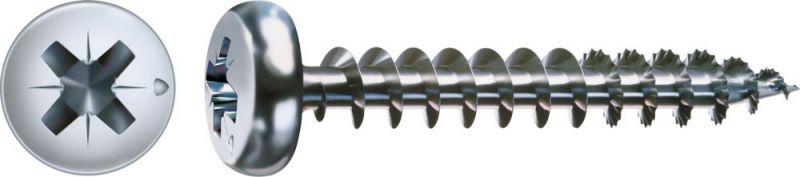 SPAX Universalschraube, 3 x 10 mm, 1000 Stück, Vollgewinde, Halbrundkopf, Kreuzschlitz Z1, S-Spitze, WIROX - 0231010300105