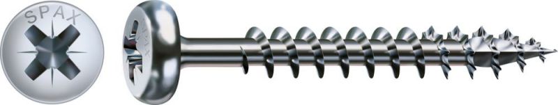 SPAX Universalschraube, 5 x 70 mm, 200 Stück, Vollgewinde, Halbrundkopf, Kreuzschlitz Z2, 4CUT, WIROX - 0231010500705