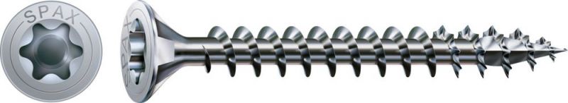 SPAX Universalschraube, 5 x 45 mm, 200 Stück, Vollgewinde, Senkkopf, T-STAR plus T20, 4CUT, WIROX - 1191010500453