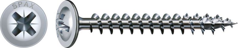 SPAX Vis universelle, 4 x 13 mm, 3000 unités, Tête centrante, Tête ronde large plate, Cruciforme Z2, 4CUT, WIROX - 0281010400132