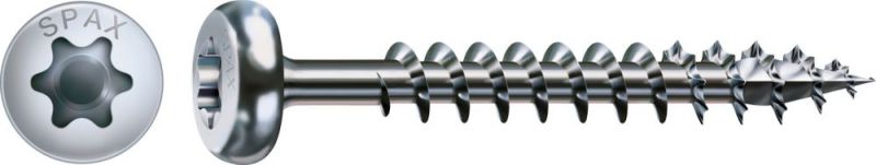 SPAX Universalschraube, 5 x 80 mm, 200 Stück, Vollgewinde, Halbrundkopf, T-STAR plus T20, 4CUT, WIROX - 0201010500805