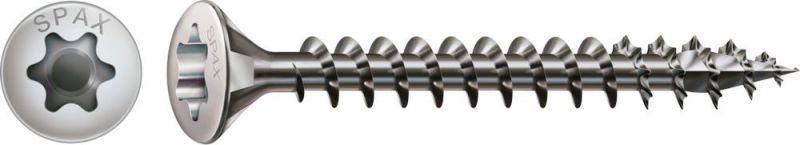 SPAX Edelstahlschraube, 4,5 x 50 mm, 200 Stück, Vollgewinde, Linsensenkkopf, T-STAR plus T20, 4CUT - 0627000450503