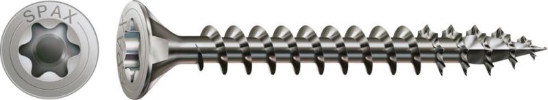 SPAX Vis en acier inoxydable, 4,5 x 60 mm, 100 pièces, filetage complet, tête fraisée, T-STAR plus T20, 4CUT - 1197000450603