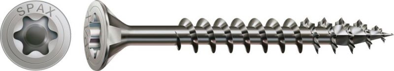 SPAX Edelstahlschraube, 6 x 70 mm, 100 Stück, Vollgewinde, Senkkopf, T-STAR plus T30, 4CUT - 1197000600703