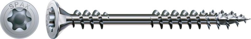 SPAX Vis de pose, 4,5 x 50 mm, 200 pièces, filetage de fixation, tête fraisée, T-STAR plus T20, 4CUT, WIROX - 4541010450506