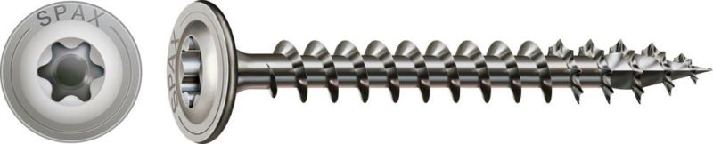 SPAX HI.FORCE, 8 x 100 mm, 1 Stück, Teilgewinde, Tellerkopf, T-STAR plus T40, 4CUT, Edelstahl rostfrei A2 - 4257000801000