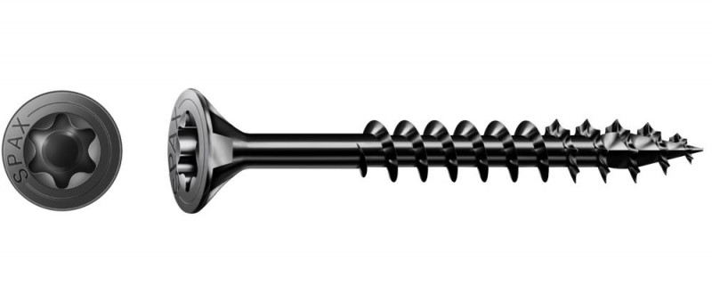 SPAX Universalschraube, 4,5 x 45, Teilgewinde, Senkkopf, T-STAR plus T20, 4-CUT, BLAX, 200 Stück - 0191040450453
