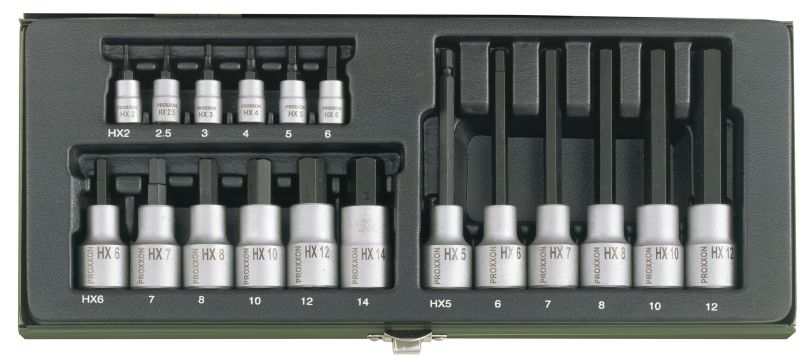 PROXXON Steckschlüsselsatz HX, 1/4" + 1/2" (18-teilig) - 23100
