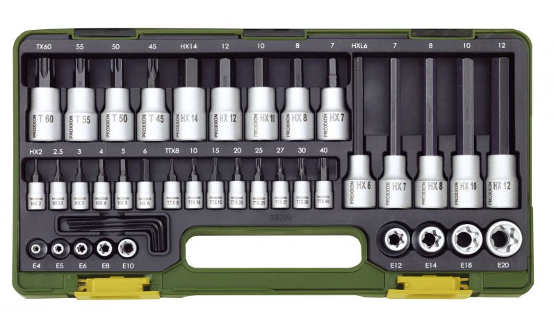PROXXON Steckschlüsselsatz HX + TX, 1/4" + 1/2" (42-teilig) - 23290