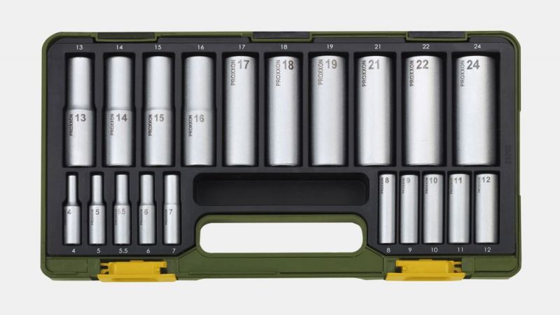 PROXXON Spezial-Steckschlüsselsatz mit Tiefbetteinsätzen (20-teilig) - 23292
