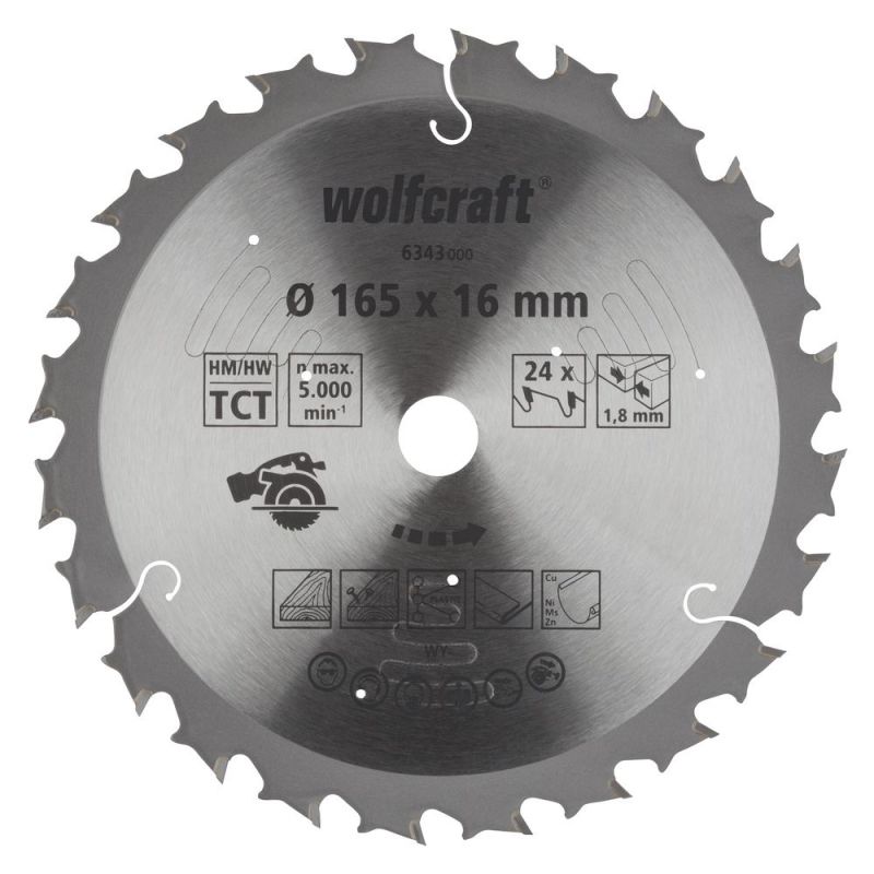 wolfcraft 1 Akku-Kreissägeblatt HM 24 Zähne ø165mm - 6343000