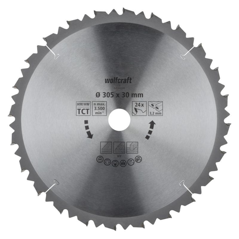 wolfcraft 1 Kapp/Gehr.sägeblatt HM 24 Zähne ø305mm - 6554000