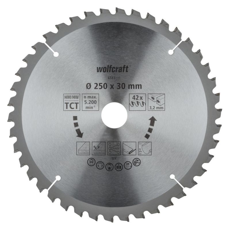 wolfcraft 1 Tisch-Kreissägebl. HM, 42 Zähne ø250mm - 6583000