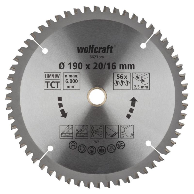 wolfcraft 1 Kreissägeblatt HM 56 Z. ø190x20/16 mm - 6623000
