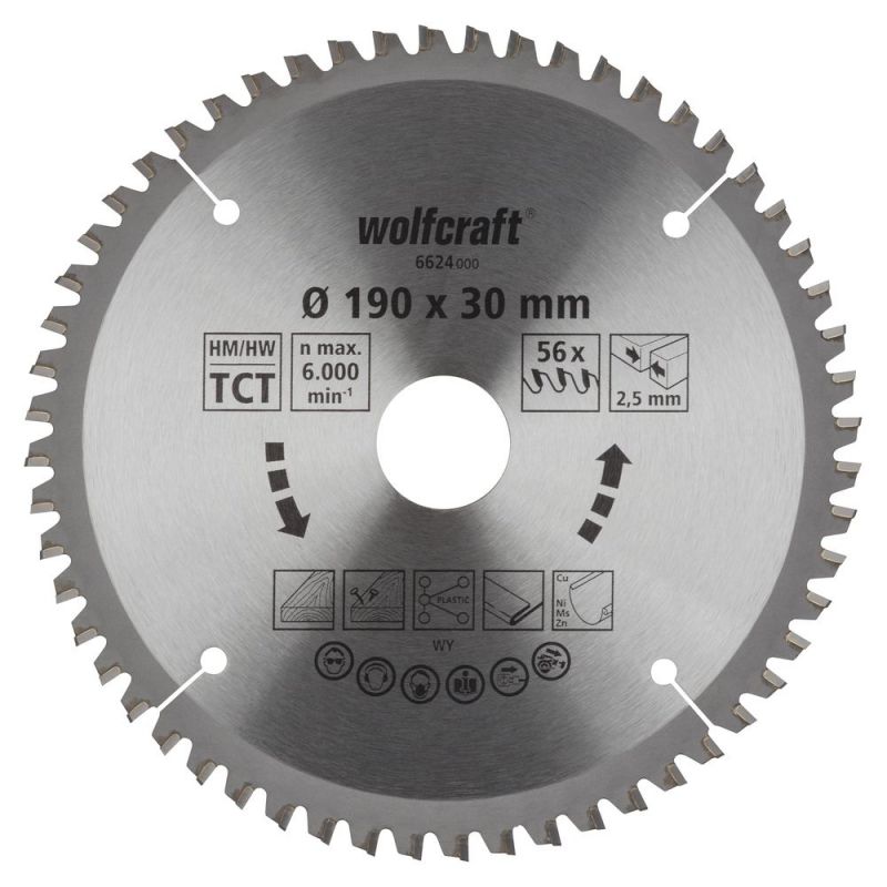 wolfcraft 1 Kreissägeblatt HM 56 Z. ø190x30 mm - 6624000