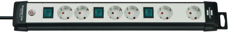 Brennenstuhl Premium-Line technologie multiprise 6 prises noir