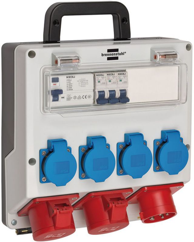 Brennenstuhl Répartiteur mural 4/16A IP44 3x LS 230V/16 A, 1xFI 40 A 4 broches 30mA - 1154890010