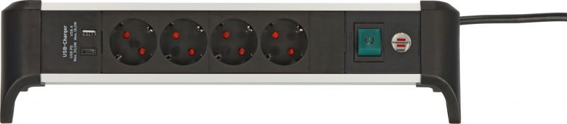 Brennenstuhl Alu-Office-Line Steckdosenleiste mit USB Power Delivery USB-Ladefunktion 4-fach 1,8m H05VV-F 3G1,5 - 1391040420