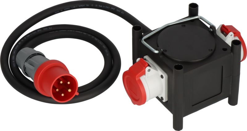 Brennenstuhl Kompakter Gummi-Stromverteiler / Gummiverteiler, 2m Kabel, 2x CEE 400V/32A - 1153680200