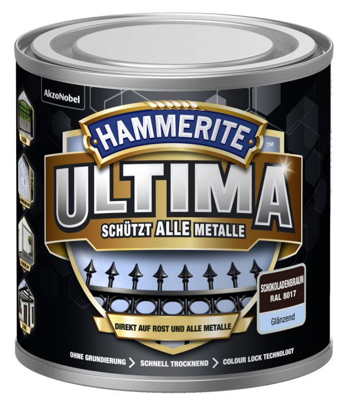 HAMMERITE Metallschutz-Lack ULTIMA Schokoladenbraun Glaenzend 250ml - 5379704