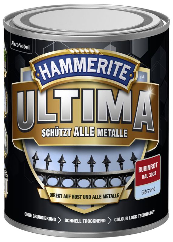 HAMMERITE Metallschutz-Lack ULTIMA Rubinrot Glaenzend 750ml - 5379728