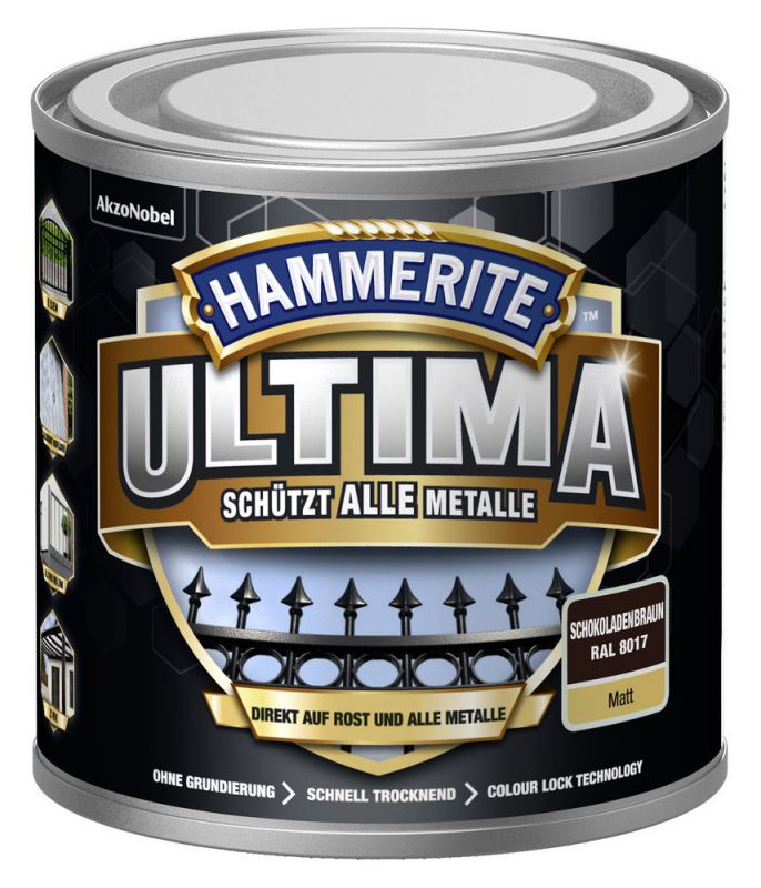 HAMMERITE Metallschutz-Lack ULTIMA Schokoladenbraun Matt 250ml - 5379740