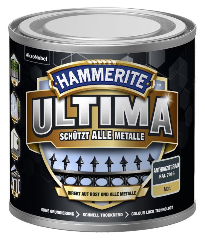 HAMMERITE Metallschutz-Lack ULTIMA Anthrazitgrau Matt 250ml - 5379747