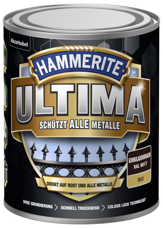 HAMMERITE Metallschutz-Lack ULTIMA Schokoladenbraun Matt 750ml - 5379749