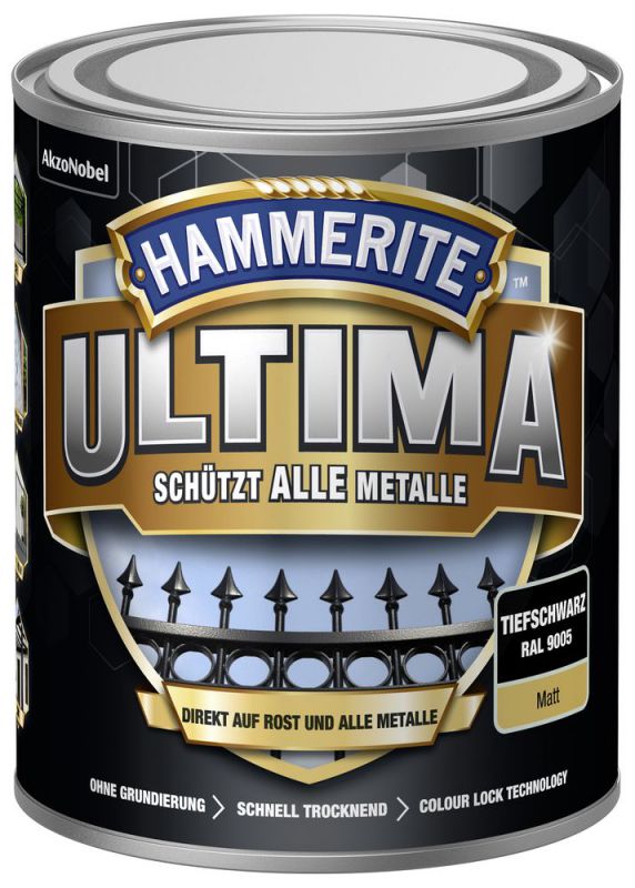 HAMMERITE Metallschutz-Lack ULTIMA Tiefschwarz Matt 750ml - 5379754