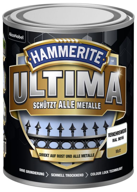 HAMMERITE Metallschutz-Lack ULTIMA Verkehrsweiß Matt 750ml - 5379756