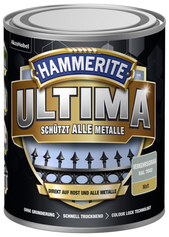 HAMMERITE Metallschutz-Lack ULTIMA Verkehrsgrau Matt 750ml - 5379758