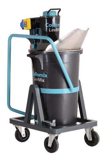 COLLOMIX Fließmassenmischer LevMix, 1,6 kW, 230 Volt, 410 UpM, Nutzmenge: 55 Liter bzw. 3 Sack