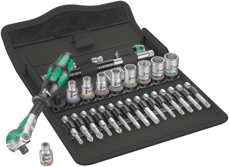 Wera 8100 SA 9 Jeu de cliquets rapides Zyklop, entraînement 1/4", pouces - 05004019001