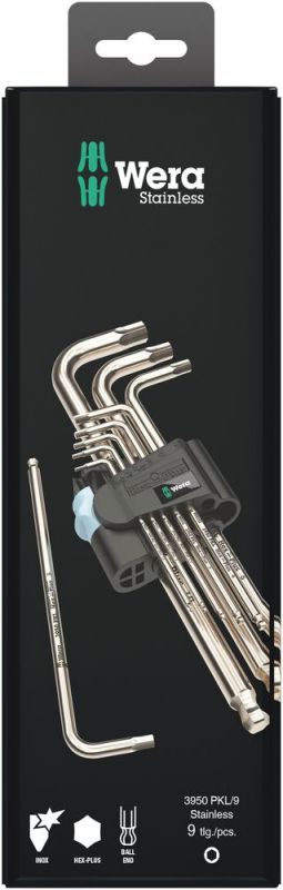 Wera 3950/9 Hex-Plus Stainless 1 SB Winkelschlüsselsatz, metrisch, Edelstahl - 05073544001