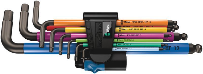 Wera 950/9 Hex-Plus Multicolour HF 1 Jeu de clés mâles coudées, syst. métrique, BlackLaser, avec fonction de retenue, 9 pièces