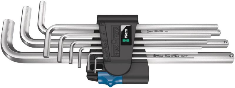Wera 950/9 L Hex-Plus HF 1 Winkelschlüsselsatz, metrisch, gestellverchromt, mit Haltefunktion - 05022130001