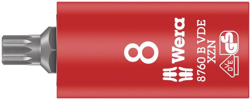 Wera 8760 B VDE XZN Zyklop Bitnuss, isoliert, mit 3/8"-Antrieb, für Innenvielzahn-Schrauben, M 8 x 59 mm - 05004940001