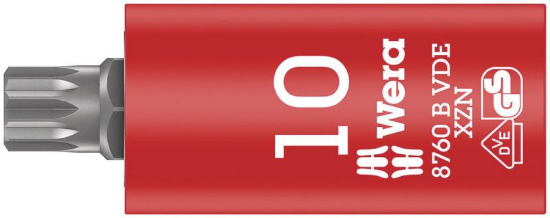 Wera 8760 B VDE XZN Zyklop Bitnuss, isoliert, mit 3/8"-Antrieb, für Innenvielzahn-Schrauben, M 10 x 59 mm - 05004941001