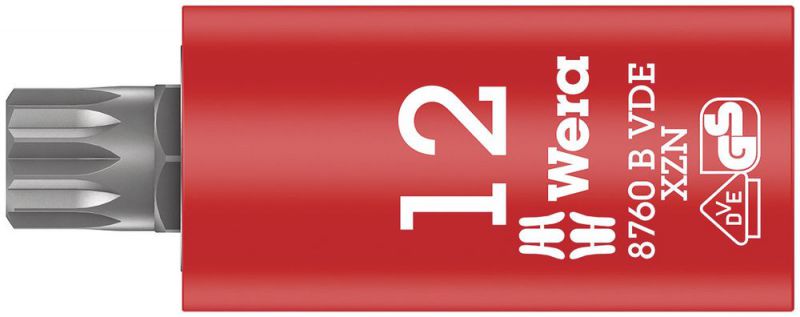 Wera 8760 B VDE XZN Zyklop Bitnuss, isoliert, mit 3/8"-Antrieb, für Innenvielzahn-Schrauben, M 12 x 59 mm - 05004942001
