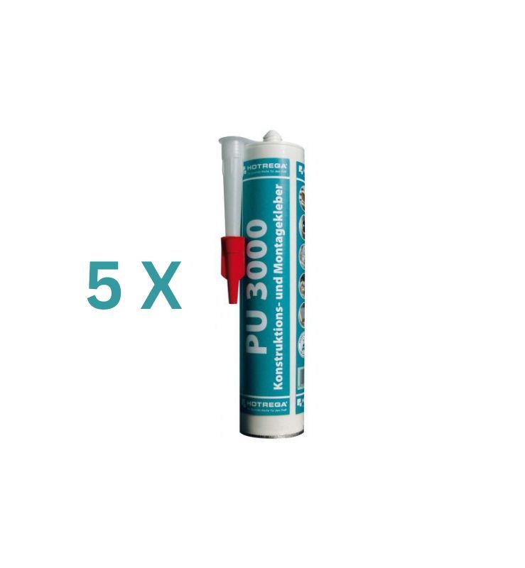 HOTREGA 5 x PU-3000 Konstruktions-und Montagekleber 310 ml (Vorteil-Set)