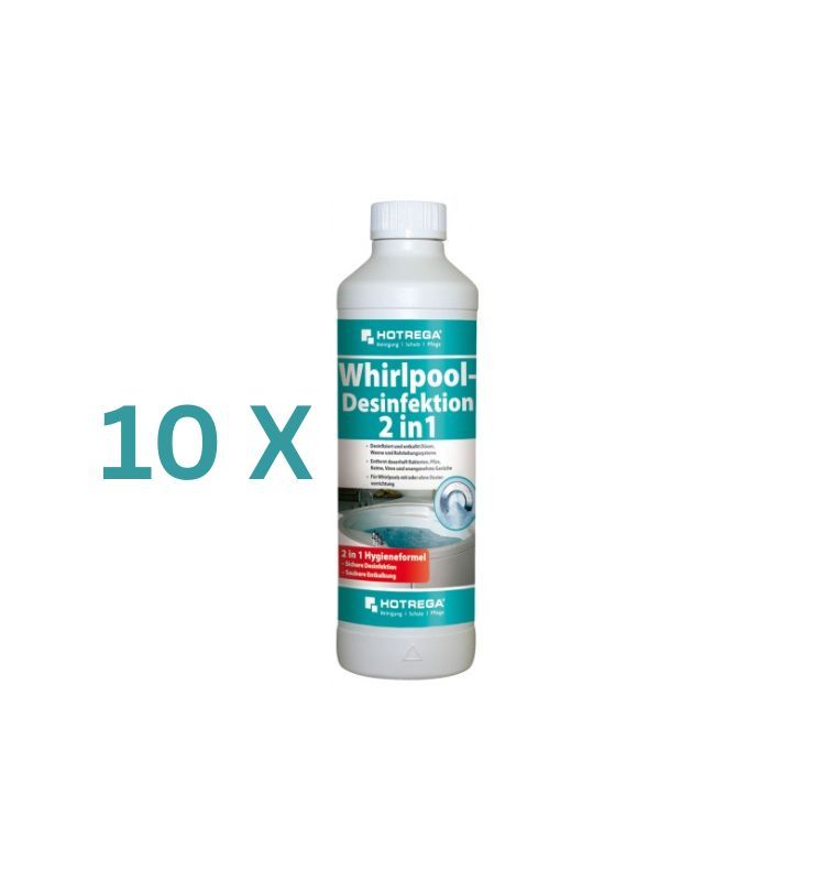 HOTREGA 10 x 2 in 1 Whirlpool-Desinfektion 500 ml (Vorteil-Set)