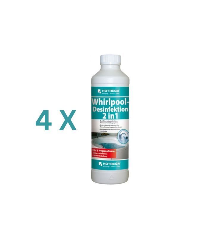 HOTREGA 4 x 2 in 1 Whirlpool-Desinfektion 500 ml (Vorteil-Set)